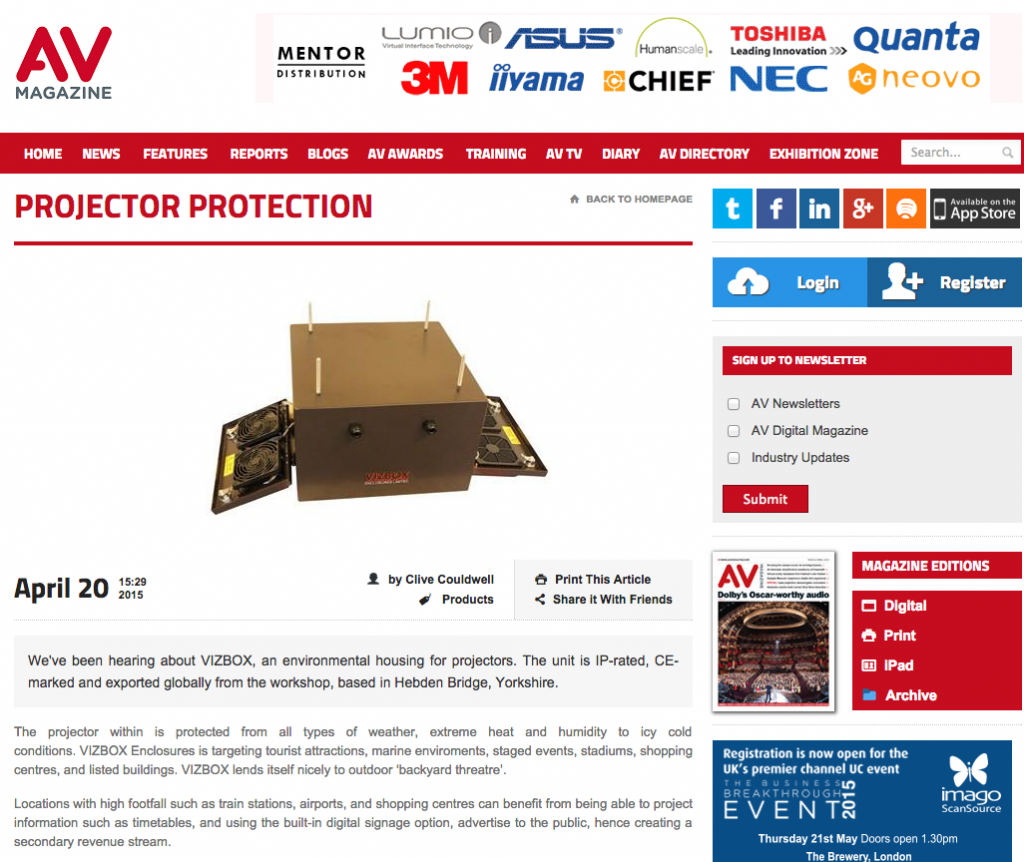 AV Magazine features outdoor projector enclosures