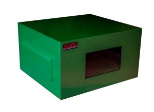 Green outdoor projector enclosure in green