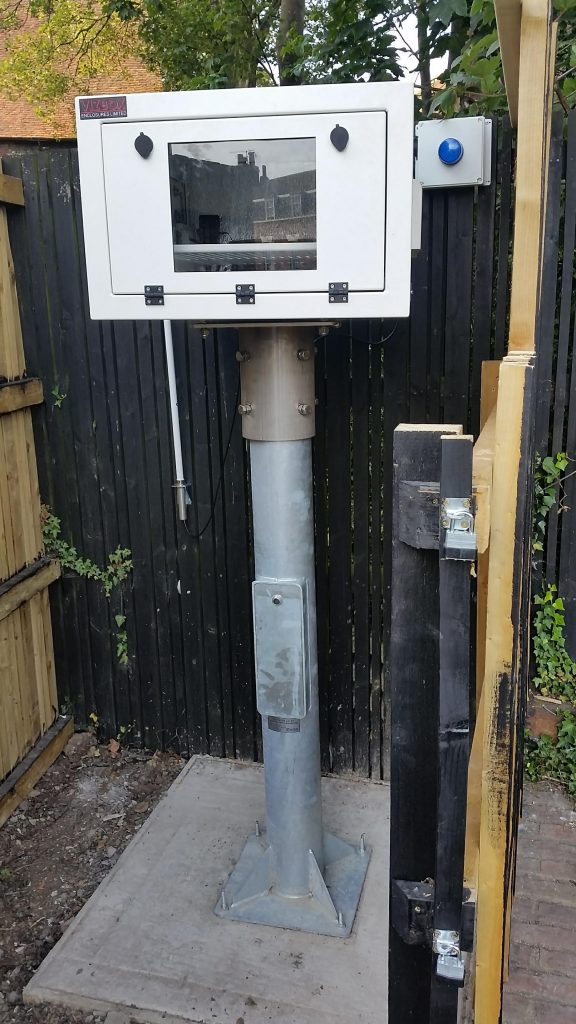 Outdoor Installation projector and enclosure securely locked