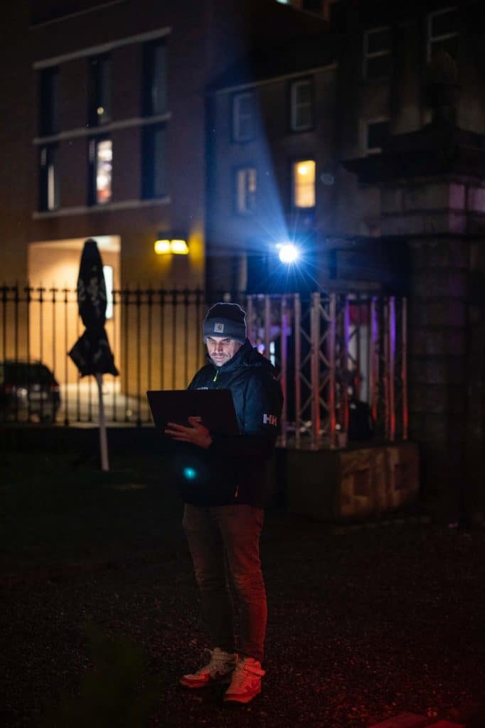 photo by Clare Keogh Island City Sculpture Trail Cork Ireland - outdoor projector enclosure and outdoor audio visual cabinet by Vizbox for Lightscape Ireland