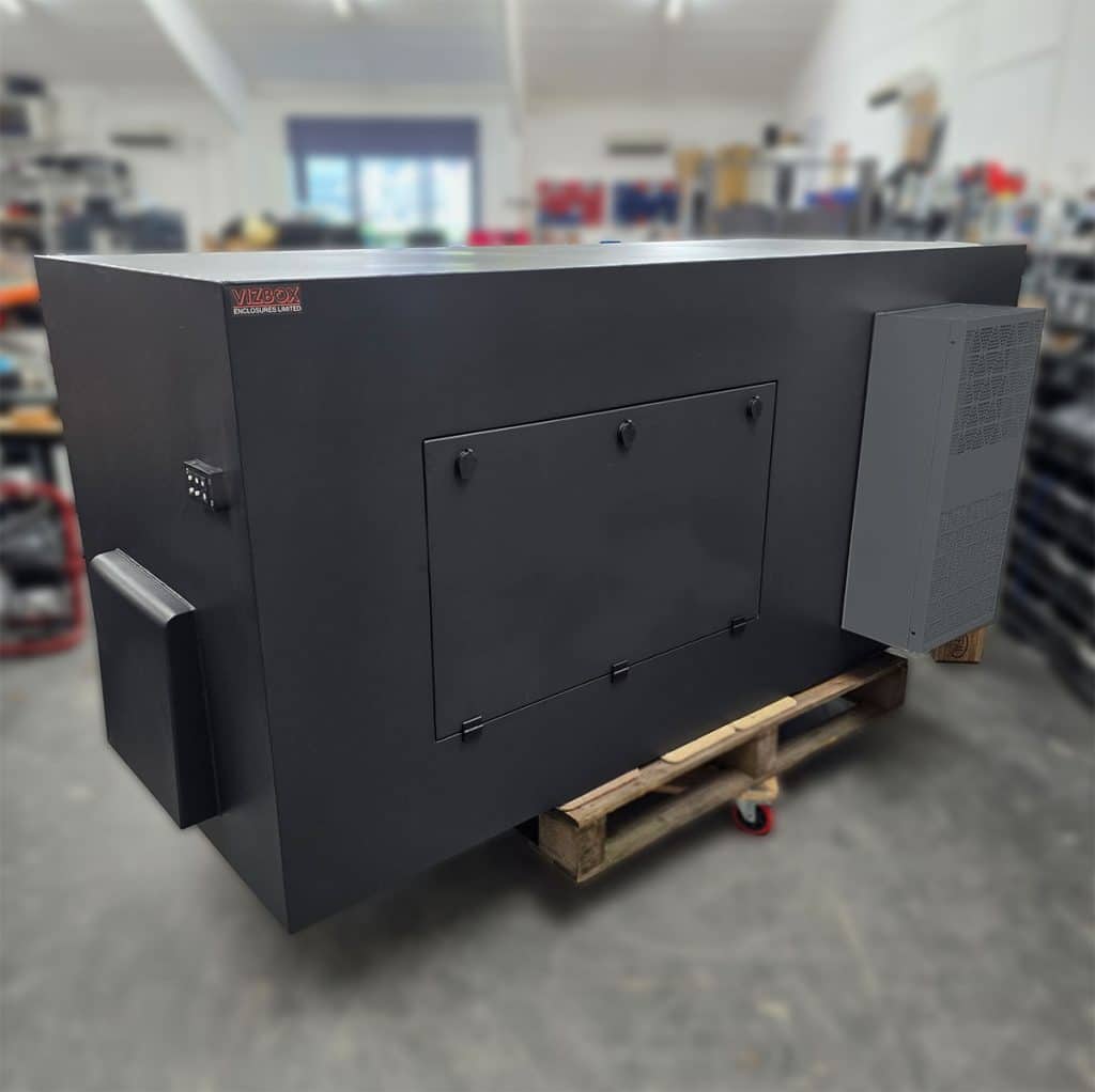 Outdoor projector enclosure Panasonic PT-RZ31K with 90° UST lens and with AirFusion cooling (integrated A/C)